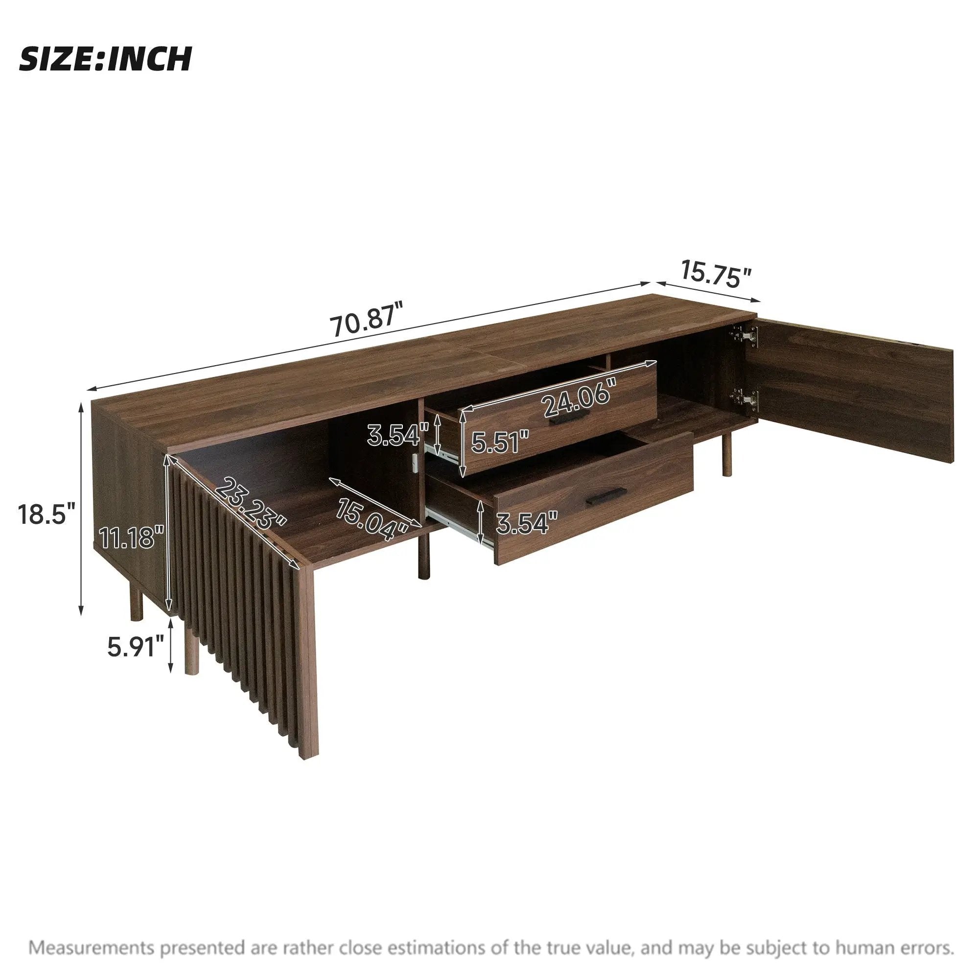TV Stand For TVs Up To 80", Media Entertainment Center With Ample Storage - Dark Brown by HouseOfZazla