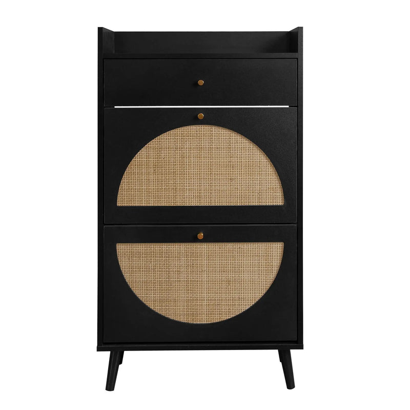Allen - Rattan 2 Door 1 Drawer Cabinet Shoe Rack For Entrance by Unique Piece Furniture