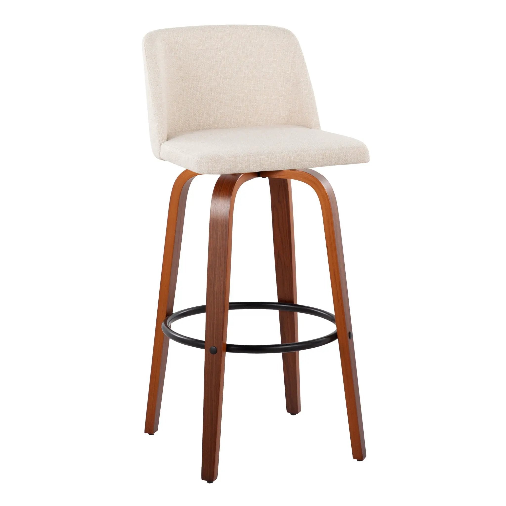 Toriano - Mid Century Modern Fixed Height Barstool Swivel And Round Footrest (Set of 2) by Unique Piece Furniture