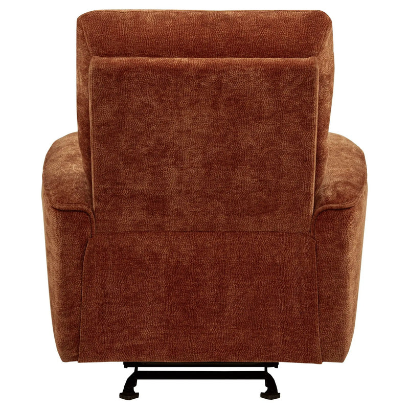 Navarro Chenille Upholstered Glider Recliner Burnt Orange by Unique Piece Furniture