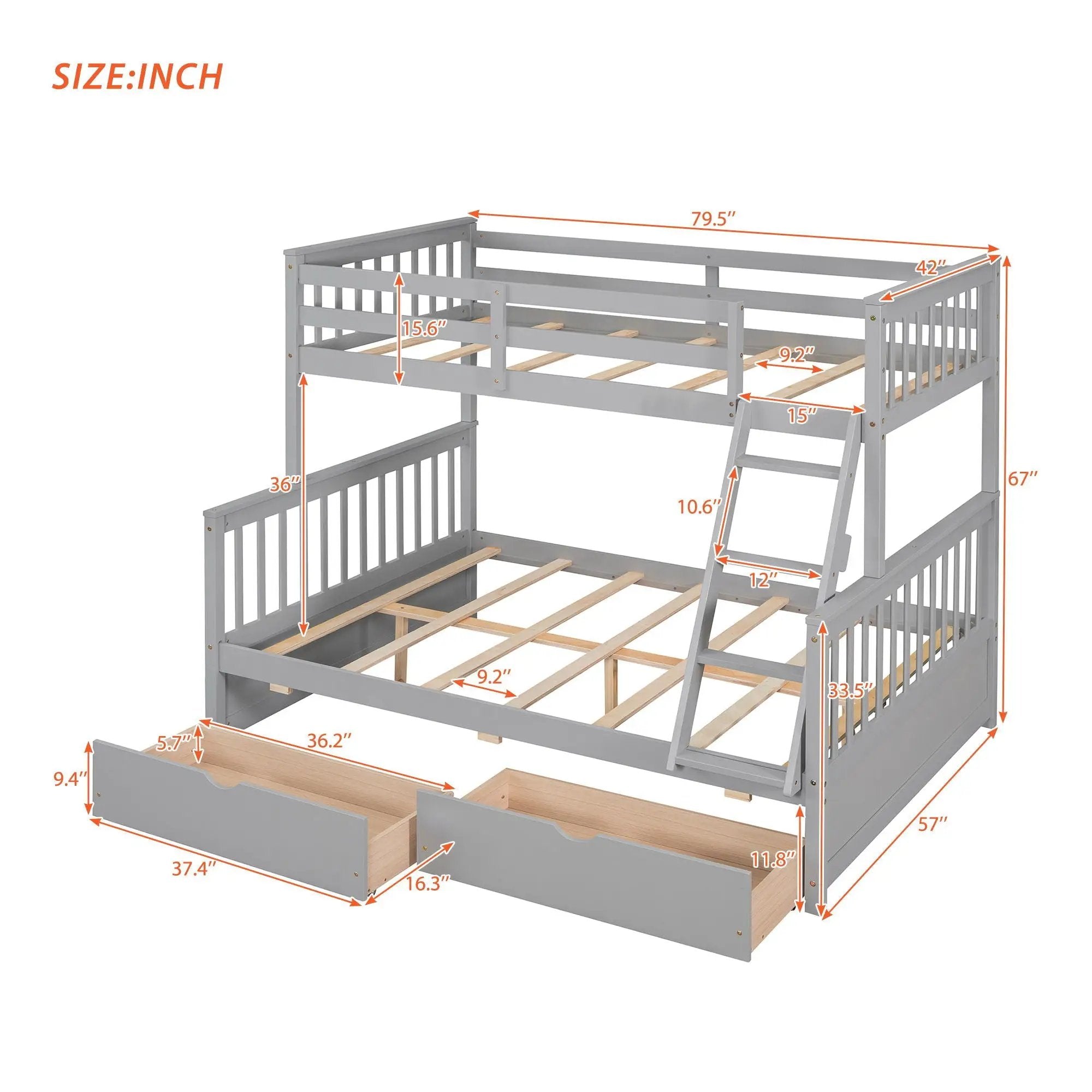 Bunk Bed With Ladders And 2 Storage Drawers by Unique Piece Furniture
