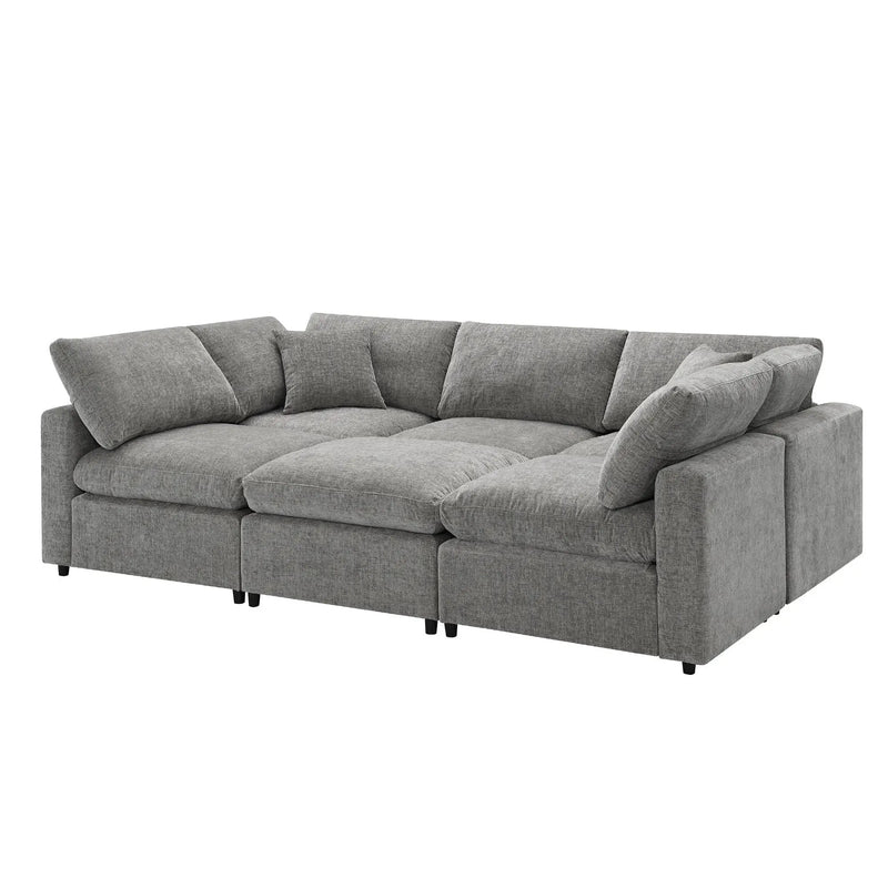 Modern Modular Cloud Sofa Bed, 6 Seat Sectional Couch Set With Ottoman, Free Combination, Convertible U Shaped Sleeper Sofa For Living Room by HouseOfZazla