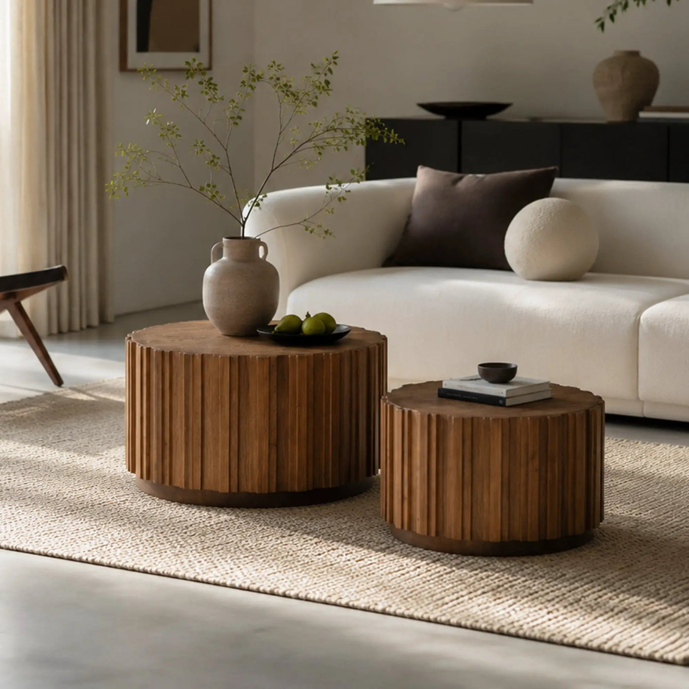 19.7" + 27.5" Round Nesting Coffee Table Set of 2 by HouseOfZazla