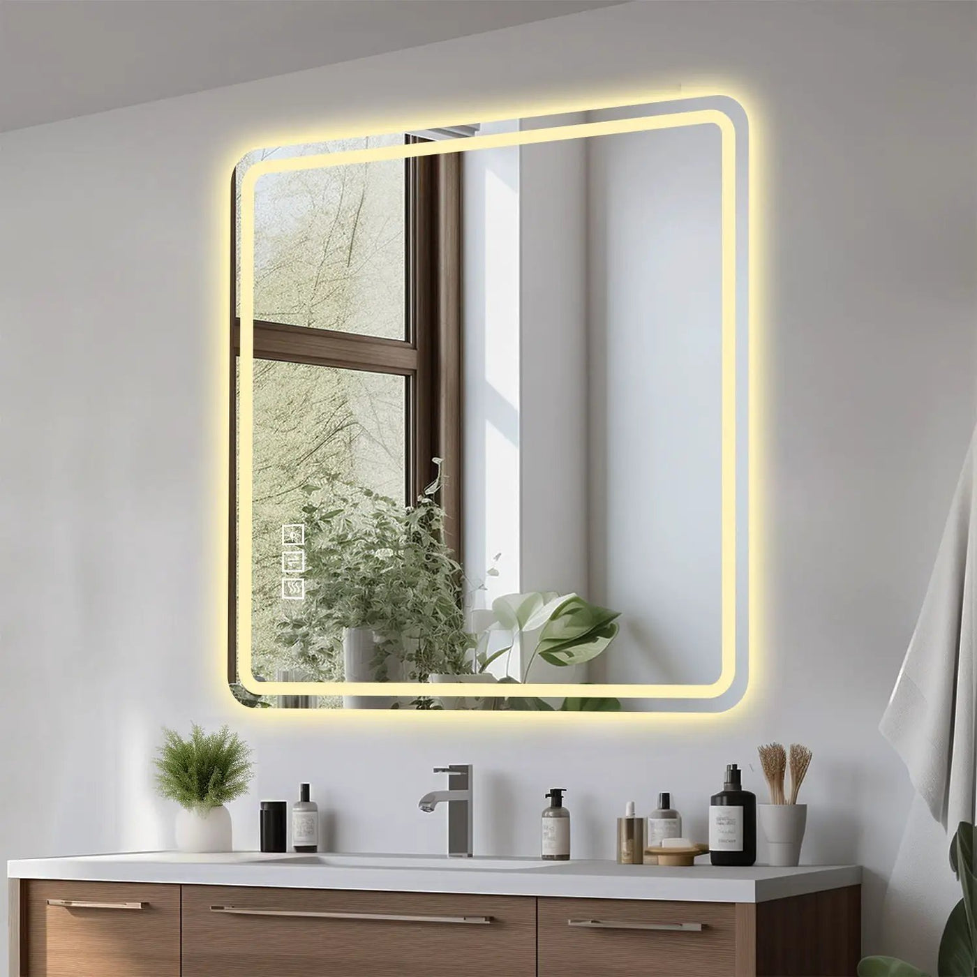 LED Bathroom Mirror with Anti-Fog, Rust Resistance, and Tri-Color Lighting by HouseOfZazla