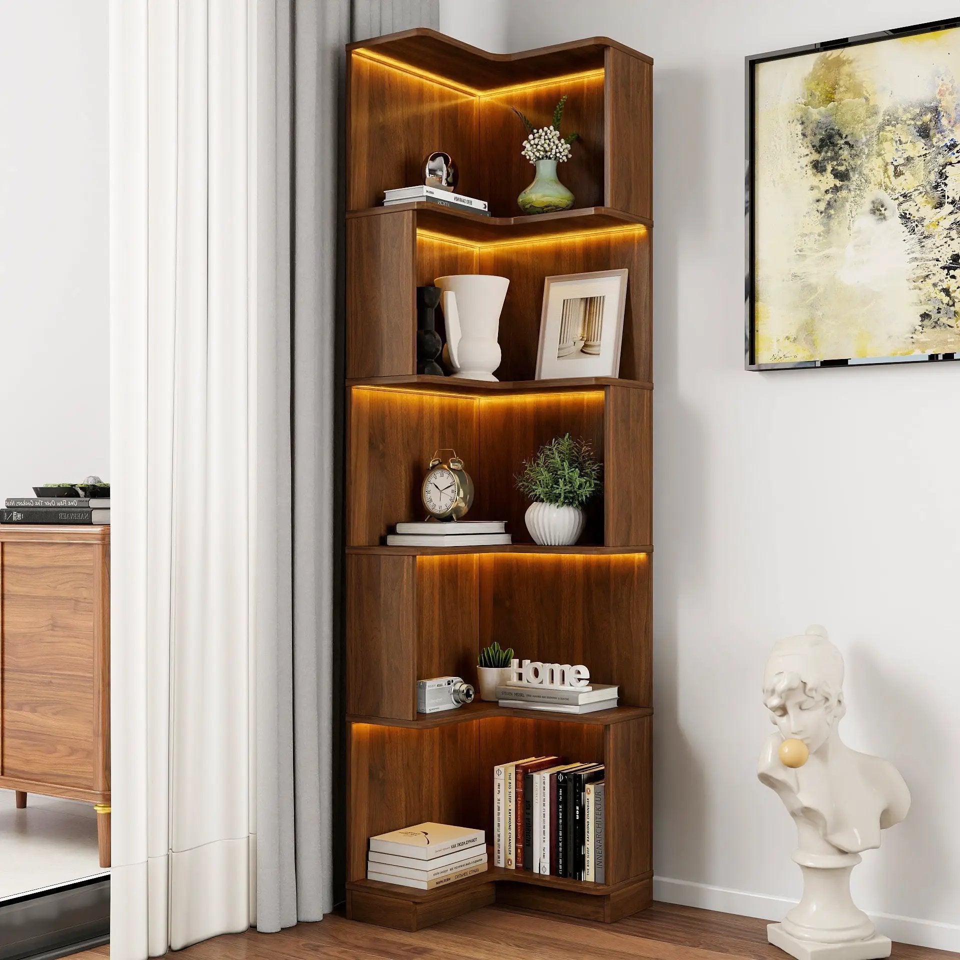 Corner Book Shelf - 5 Tier Corner Bookshelf by HouseOfZazla