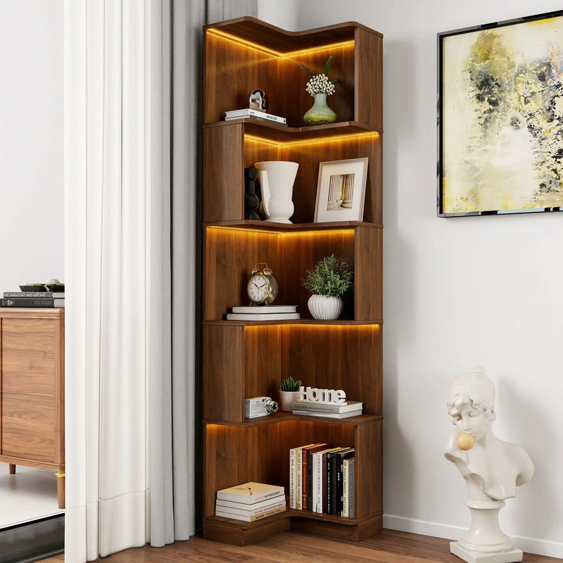 Corner Book Shelf - 5 Tier Corner Bookshelf by HouseOfZazla