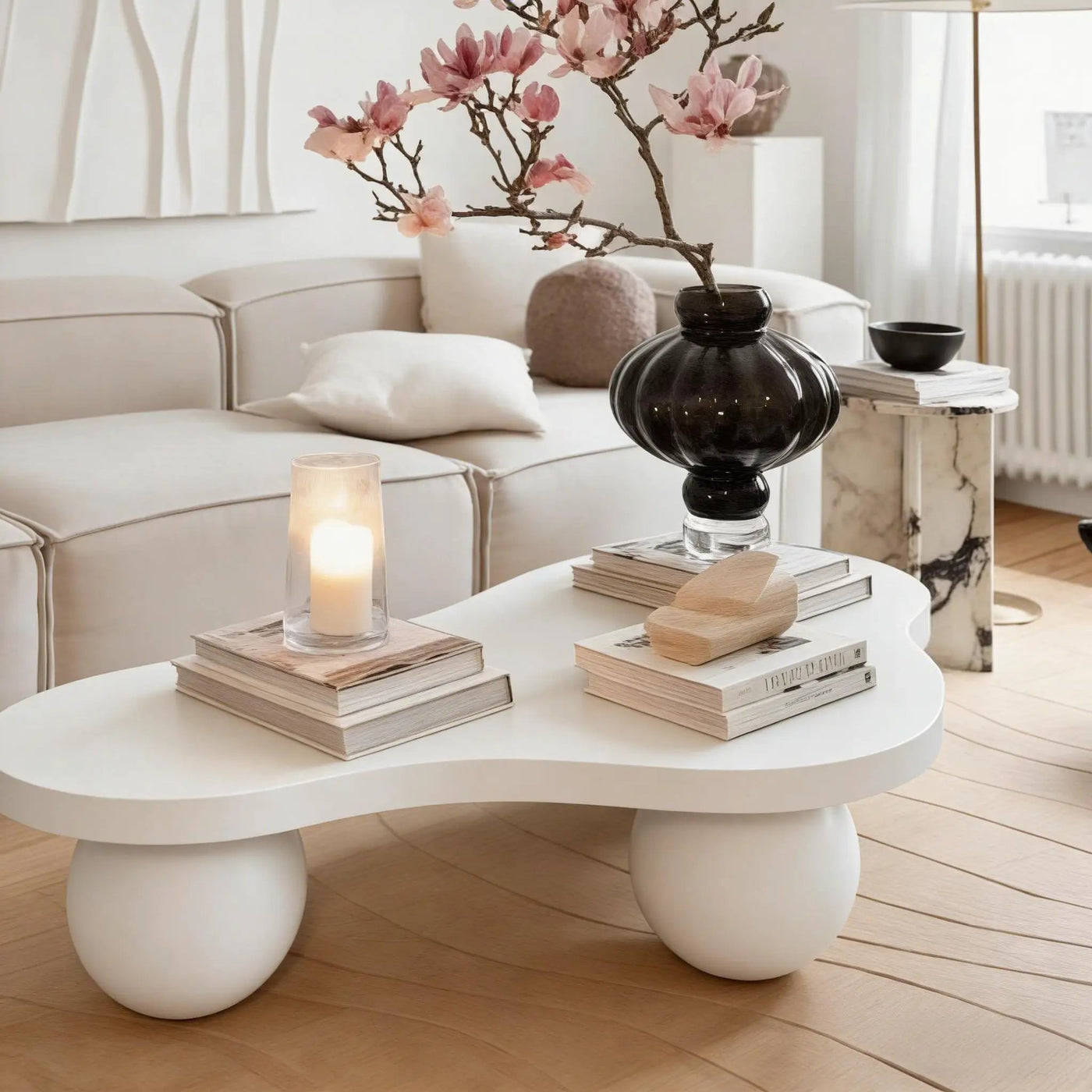 Cloud Shaped Coffee Table With 3 Ball Legs For Living Room by HouseOfZazla
