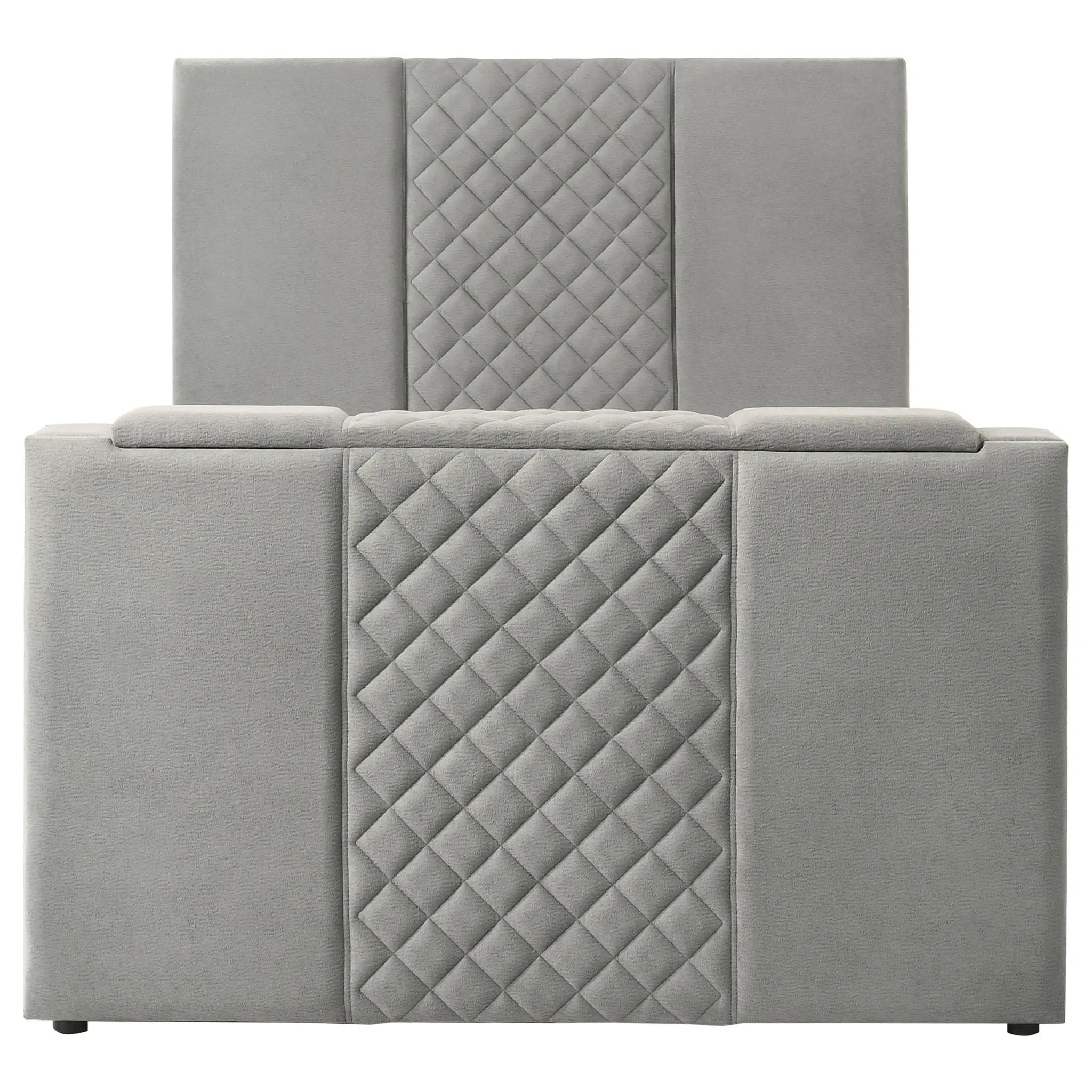 Tara 61-inch Upholstered Queen Panel TV Bed Grey by Unique Piece Furniture