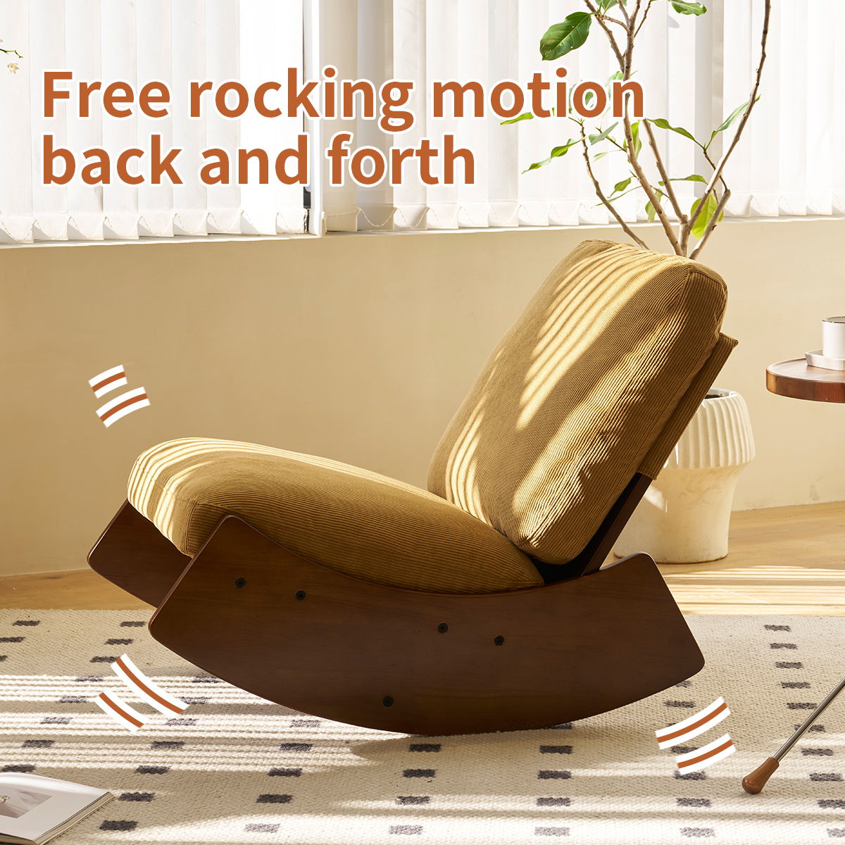 Upholstered Glider Rocking Chair with Solid Wood Frame - Multiple Colors, photo 9 of 12
