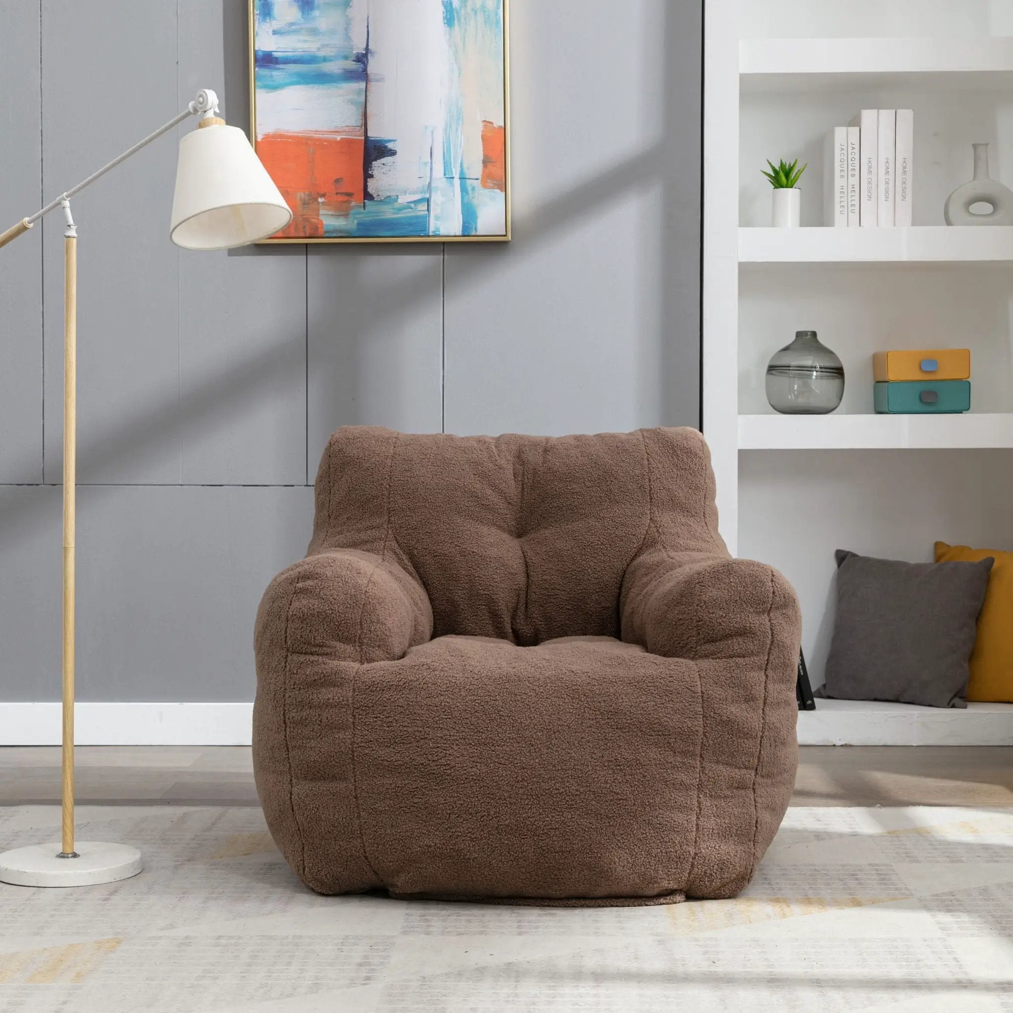 Soft Teddy Fabric Tufted Foam Bean Bag Chair With Teddy Fabric by Unique Piece Furniture