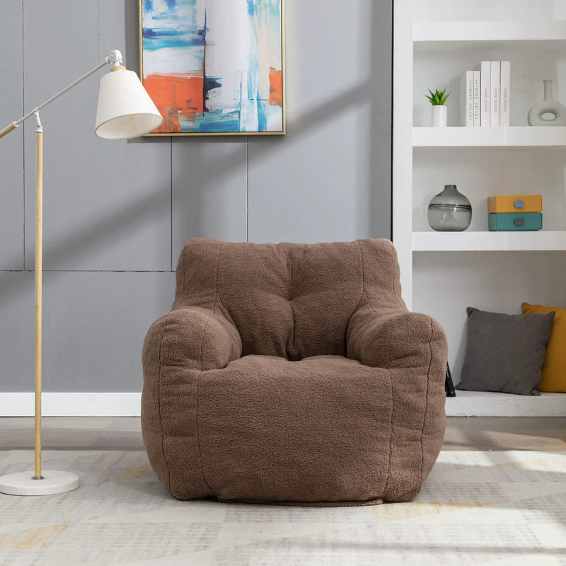 Soft Teddy Fabric Tufted Foam Bean Bag Chair With Teddy Fabric by Unique Piece Furniture