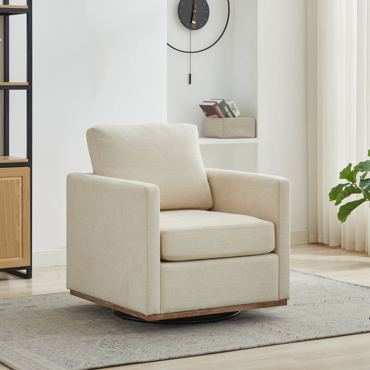 30.7"W Square Upholstered 360° Swivel Accent Chair, photo 2 of 10