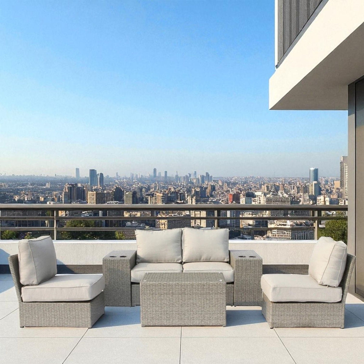 Modular Wicker Patio Seating Group with Cushions - Gray or Dark Brown, photo 17 of 33