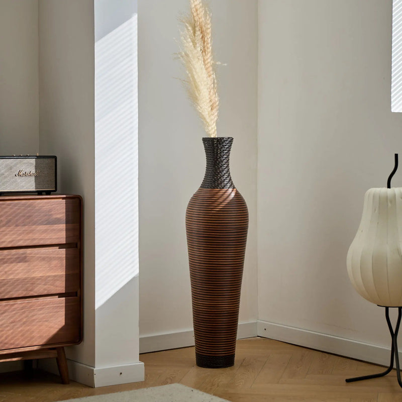 Tall Standing Designer Floor Vases With Elegant 2 Tone Finishes Ideal For Decorating Living Rooms, Bedrooms, Entryways Perfect For Decorating Your Home - Black / Gray by Unique Piece Furniture
