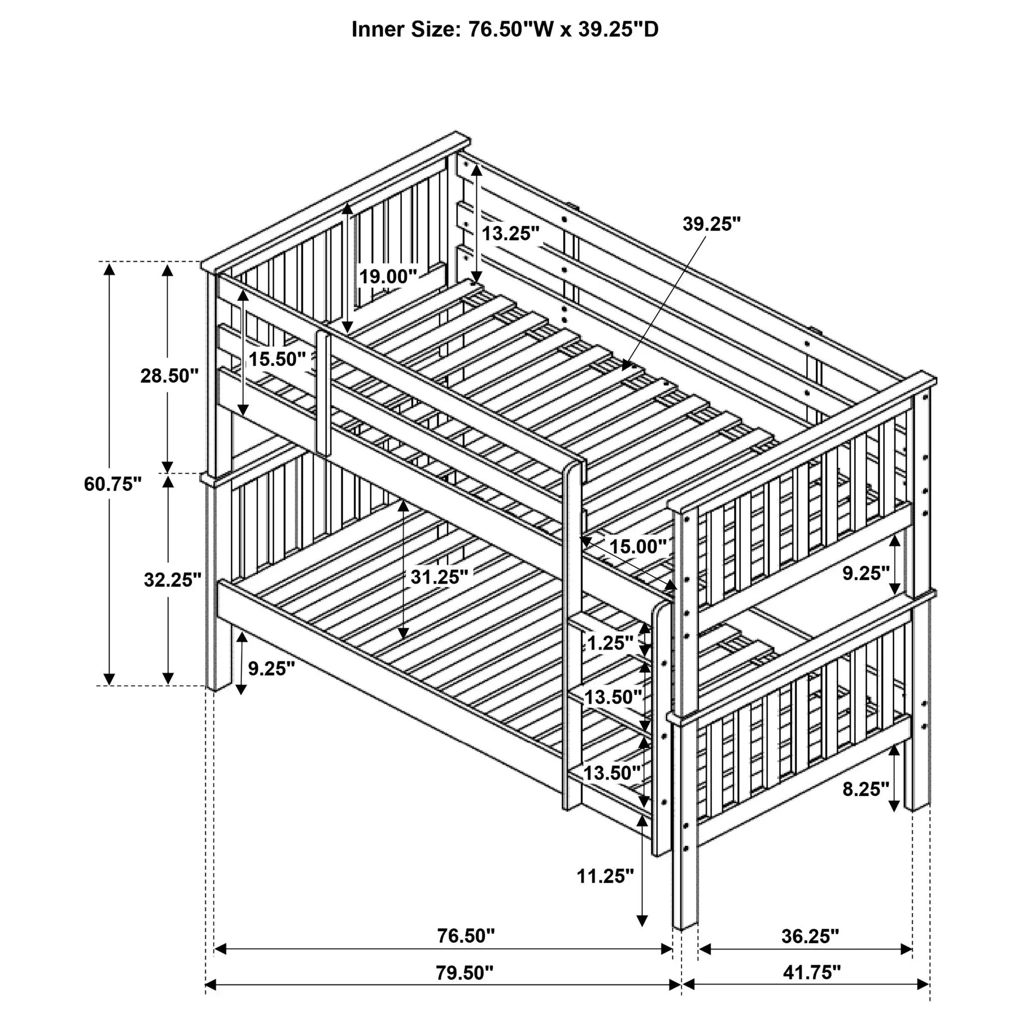 Chapman Wood Twin Over Twin Bunk Bed White by Unique Piece Furniture
