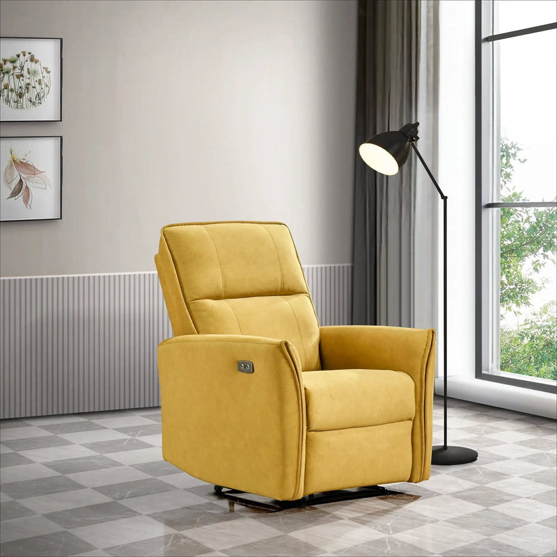 Suede Recliner Chair - Dark Yellow by Unique Piece Furniture