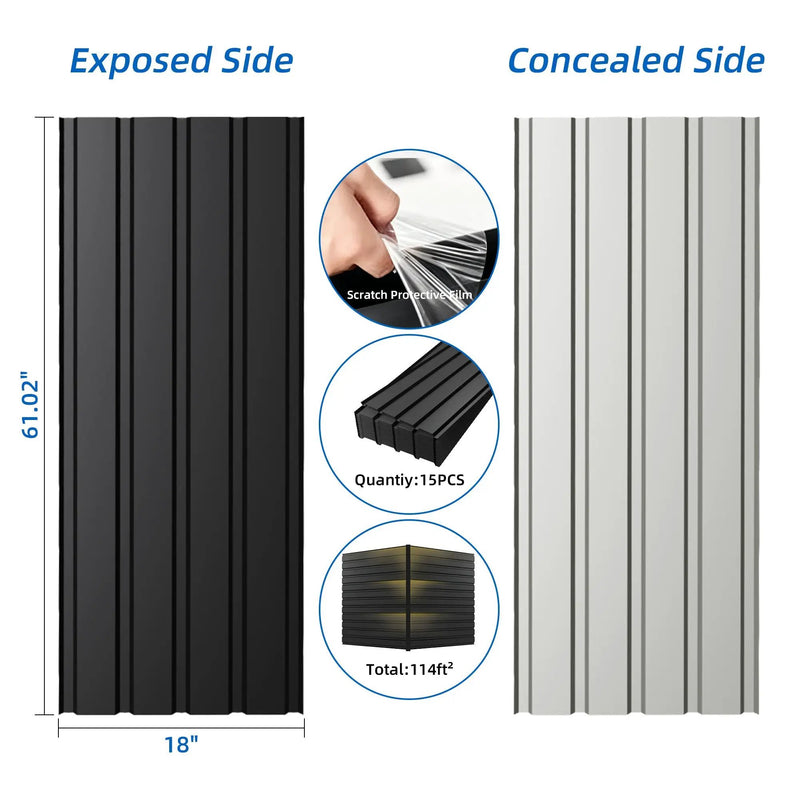 Heavy Duty Metal Roof Panels – 61IN Length, 15PCS Set by HouseOfZazla