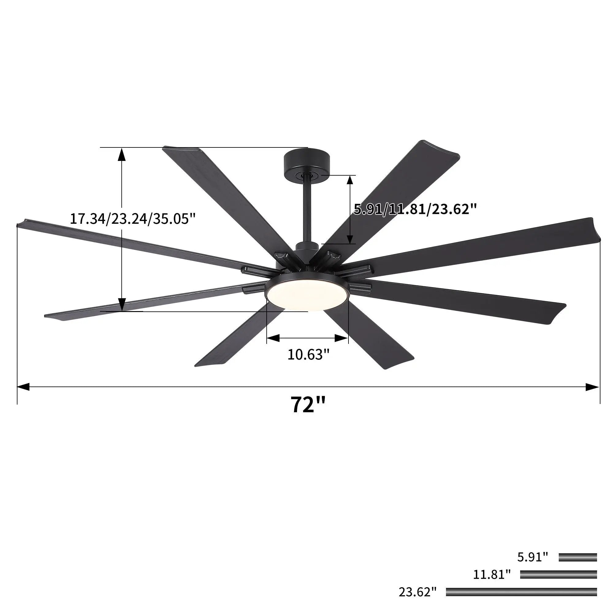 Large Ceiling Fan With Dimmable LED Light 8 Blades Remote Control, Reversible DC Motor by Unique Piece Furniture