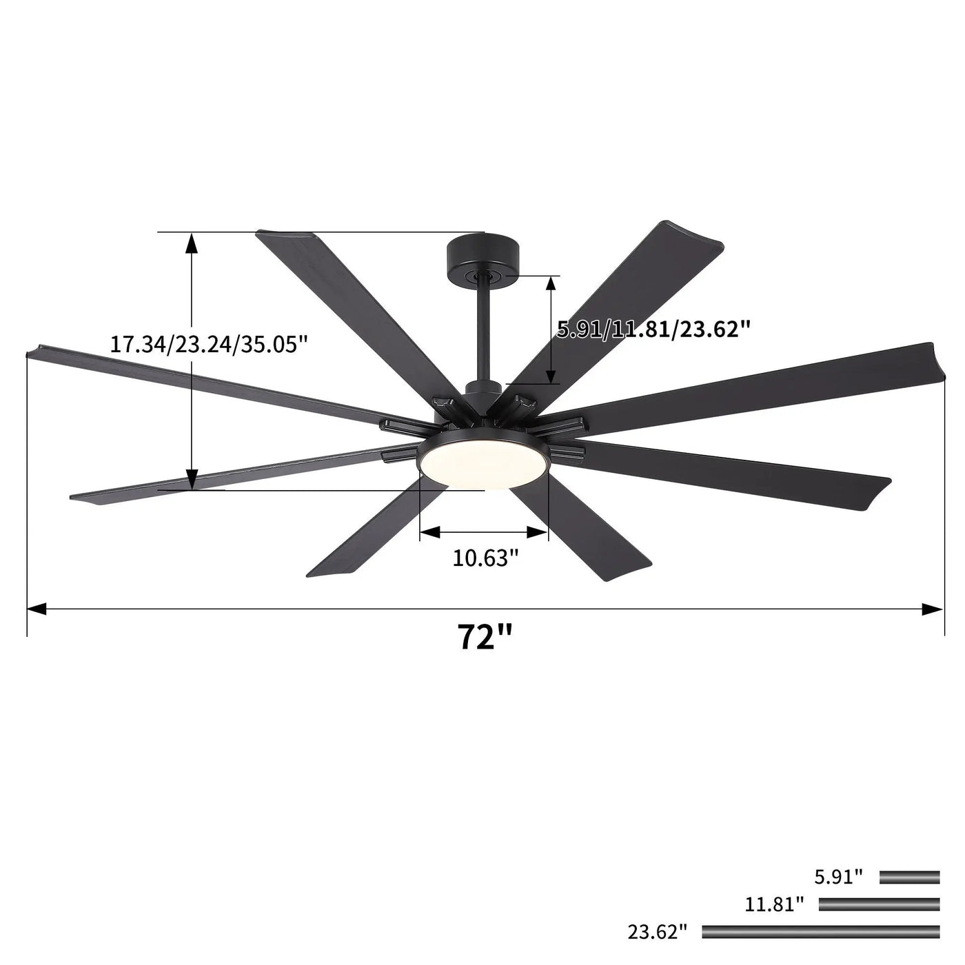 Large Ceiling Fan With Dimmable LED Light 8 Blades Remote Control, Reversible DC Motor by HouseOfZazla