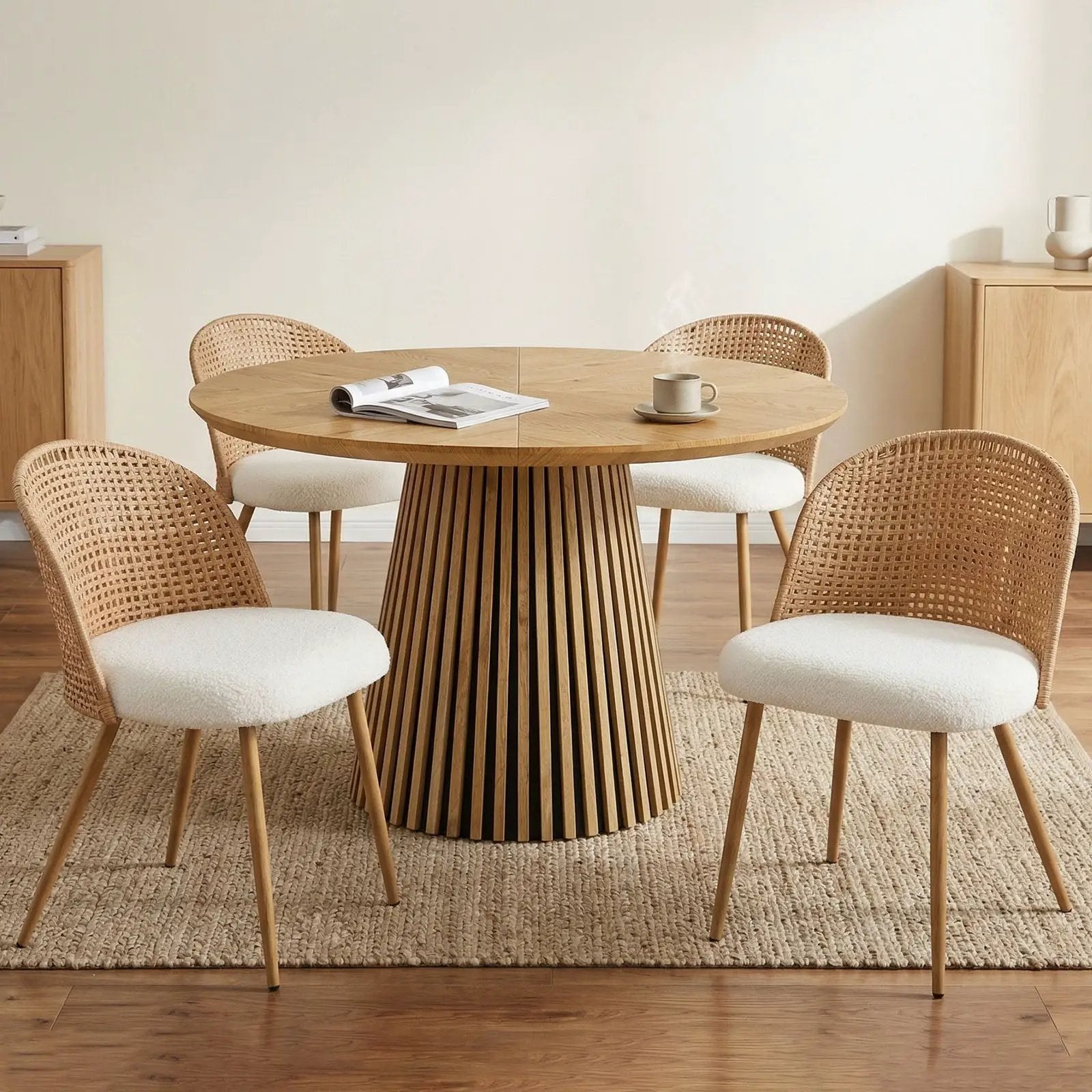 Round Wooden Dining Table + 4 Chairs Set by HouseOfZazla