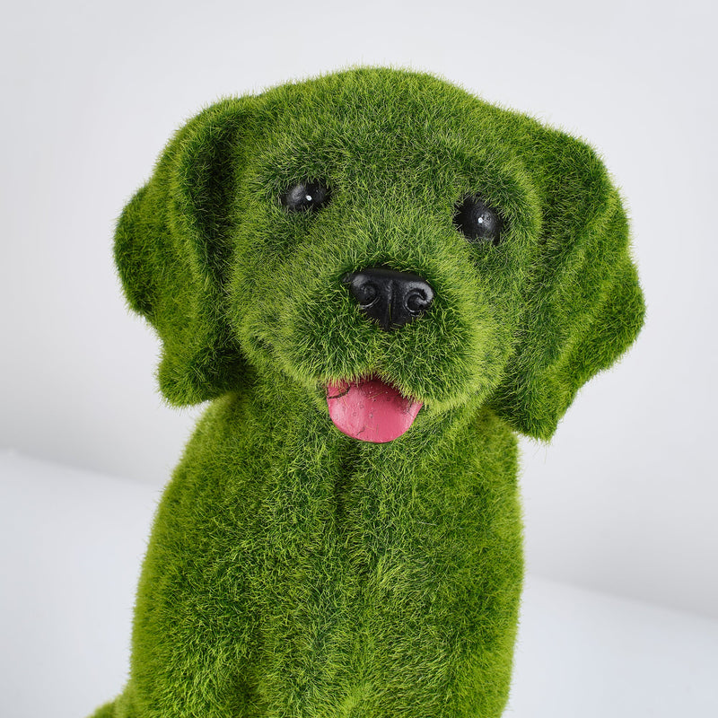 Flocked Resin Dog Garden Statue with Weatherproof Finish - Green, photo 4 of 10