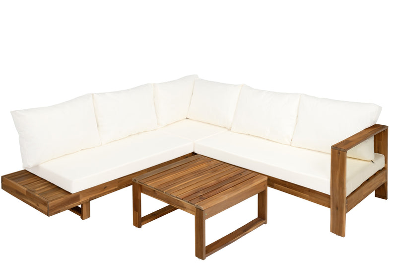 Outdoor 4pc Acacia Wood Sectional Patio Sofa Set by HouseOfZazla