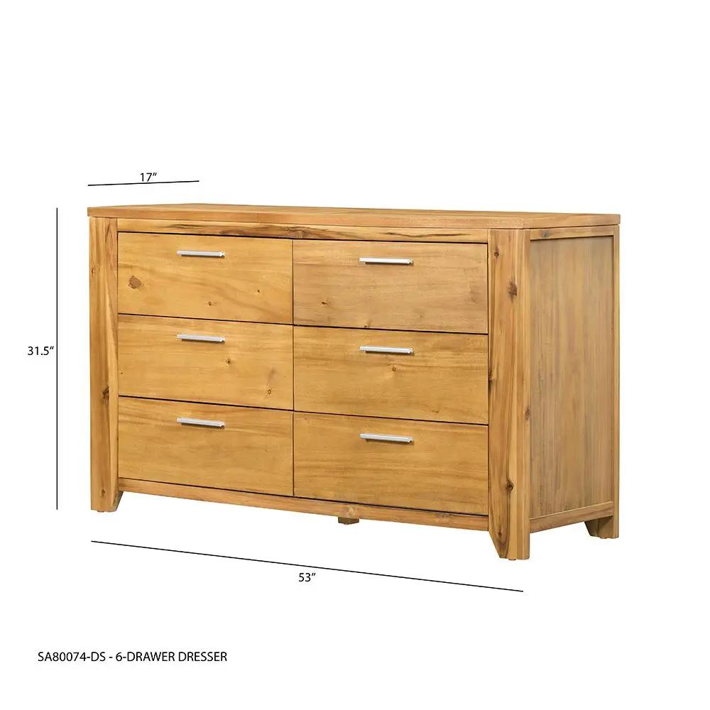 6 Drawer Dresser - Natural Wood / Brown by Unique Piece Furniture