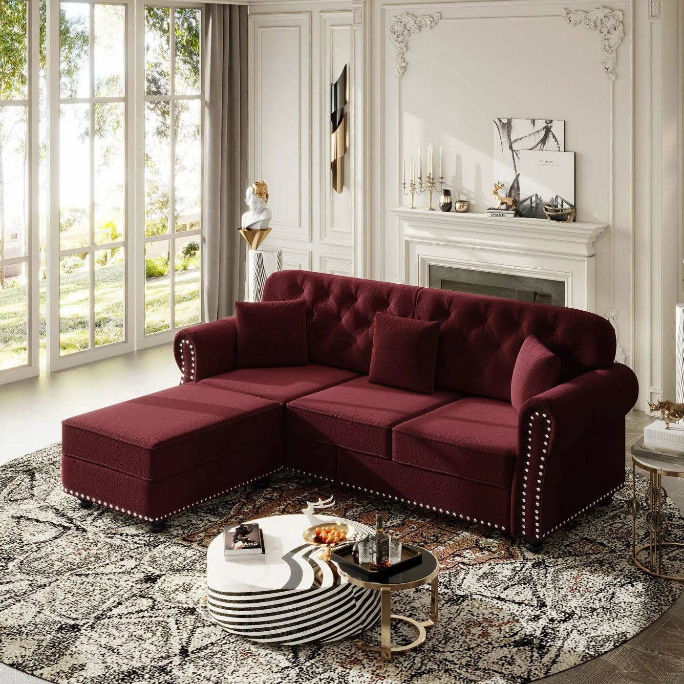 Upholstered 3 Seater Sofa Set With Ottoman by HouseOfZazla