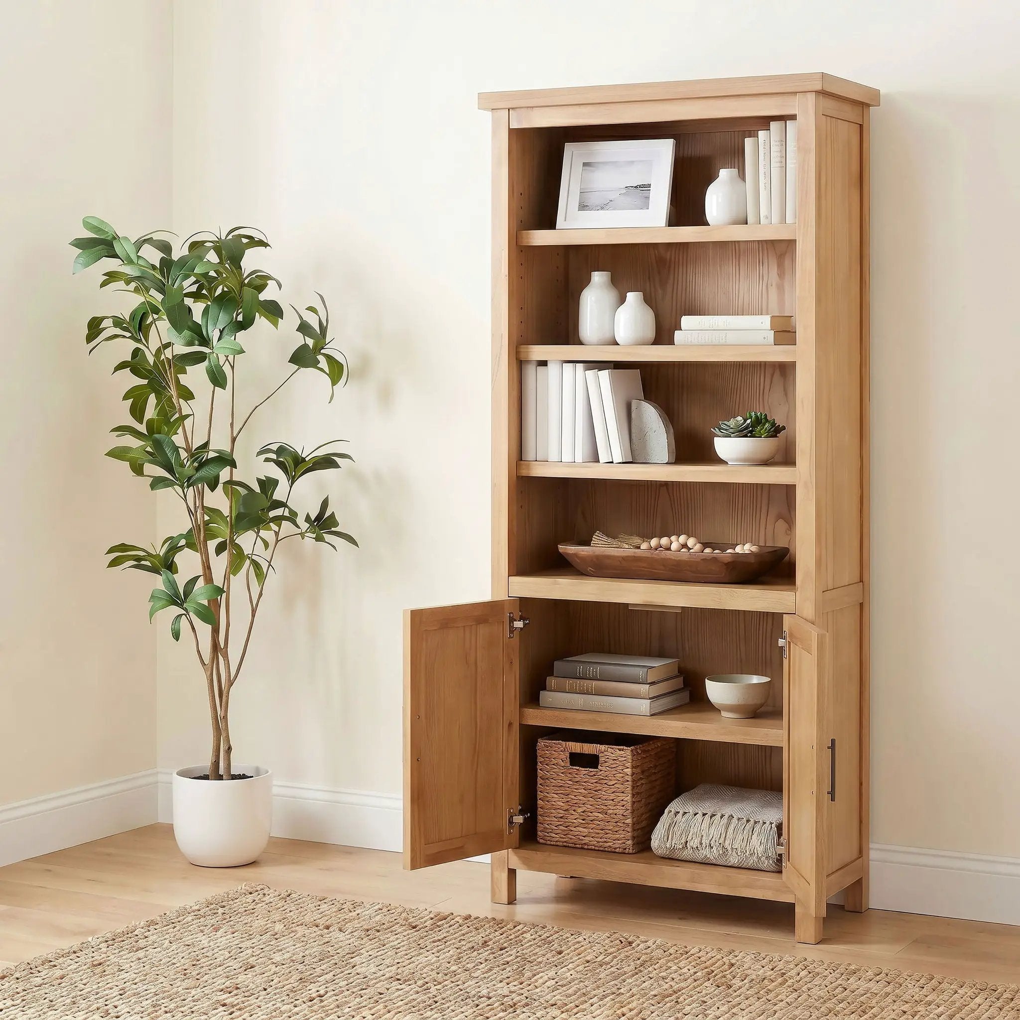 Vermes 72-inch 2-door Home Office Cabinet Bookcase Light Ash by Unique Piece Furniture