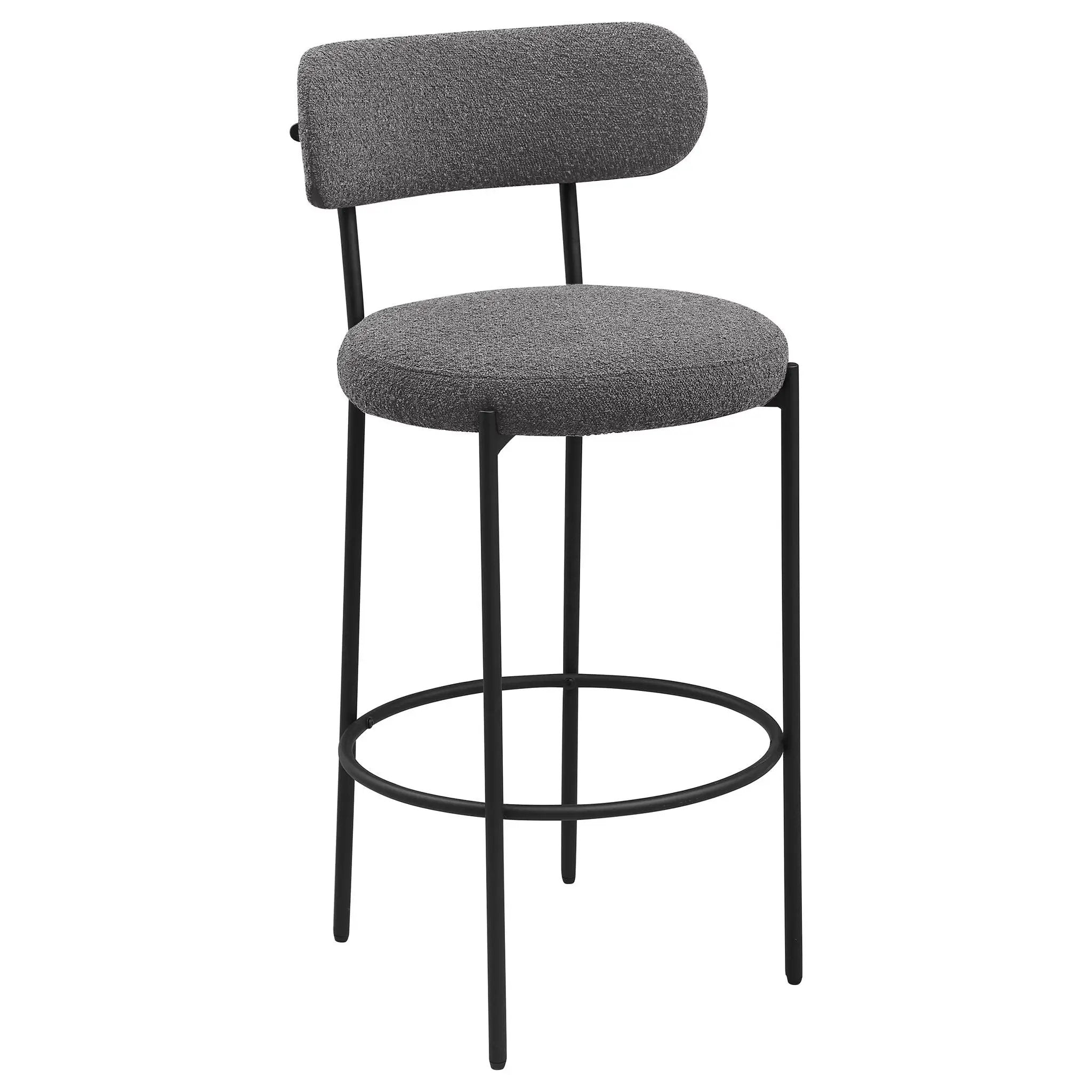 Viola Boucle Upholstered Bar Chair Grey (Set of 2) by Unique Piece Furniture