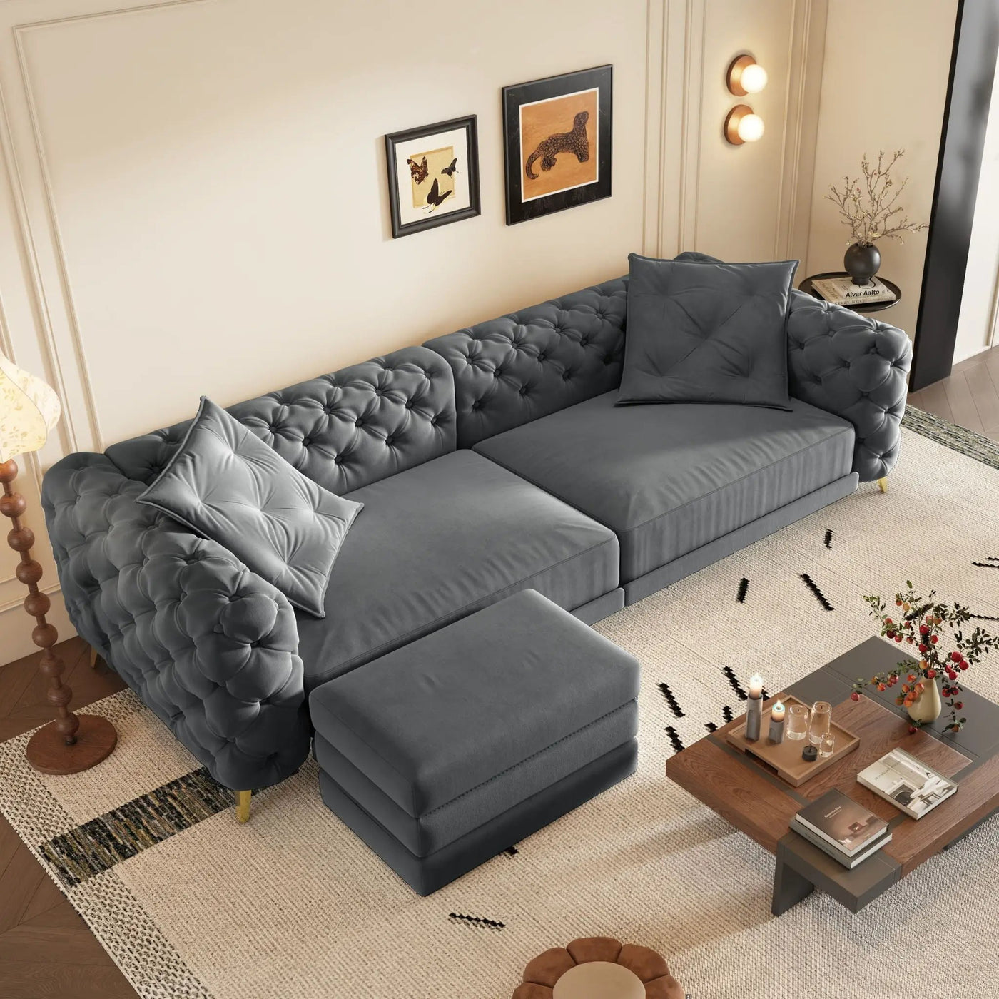 3 In 1 Convertible Sleeper, Deep Seat Pull Out Sofa Bed, Button Tufted by HouseOfZazla