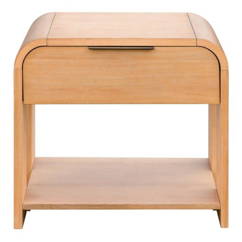 1 Drawer Waterfall Nightstand With Mid Century Design - Natural by HouseOfZazla
