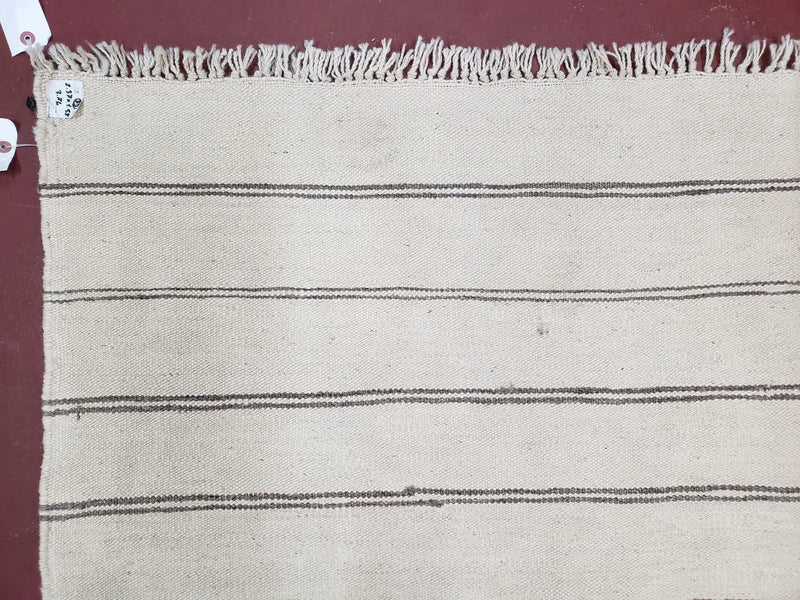 New Turkish Kilim Rug, Striped Area Rug, Southwestern Style, Off-white/Ivory Color, 5x8 Kilim Carpet, Hand-Knotted, Flatweave, Wool by Jewel Rugs