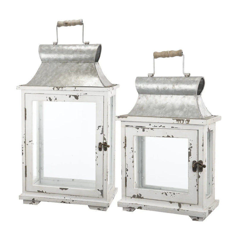 Wooden Candle Lantern Decorative, Hurricane Lantern Holder Decor For Indoor Outdoor, Home Garden Wedding - White by Unique Piece Furniture