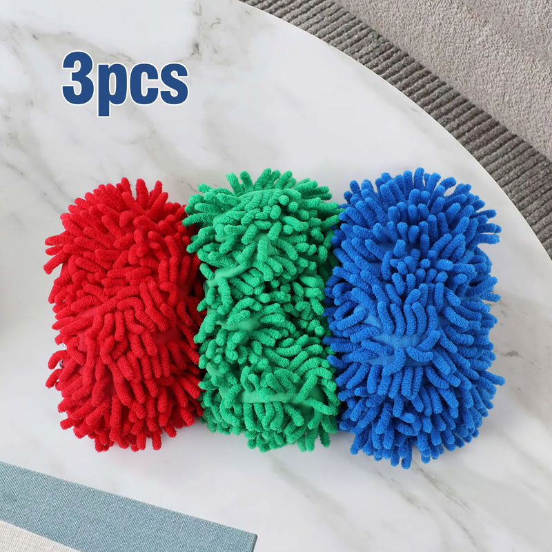 Microfiber Mop Slippers For Floor Cleaning, Machine Washable, 3 Pieces - Blue / Green / Red by HouseOfZazla