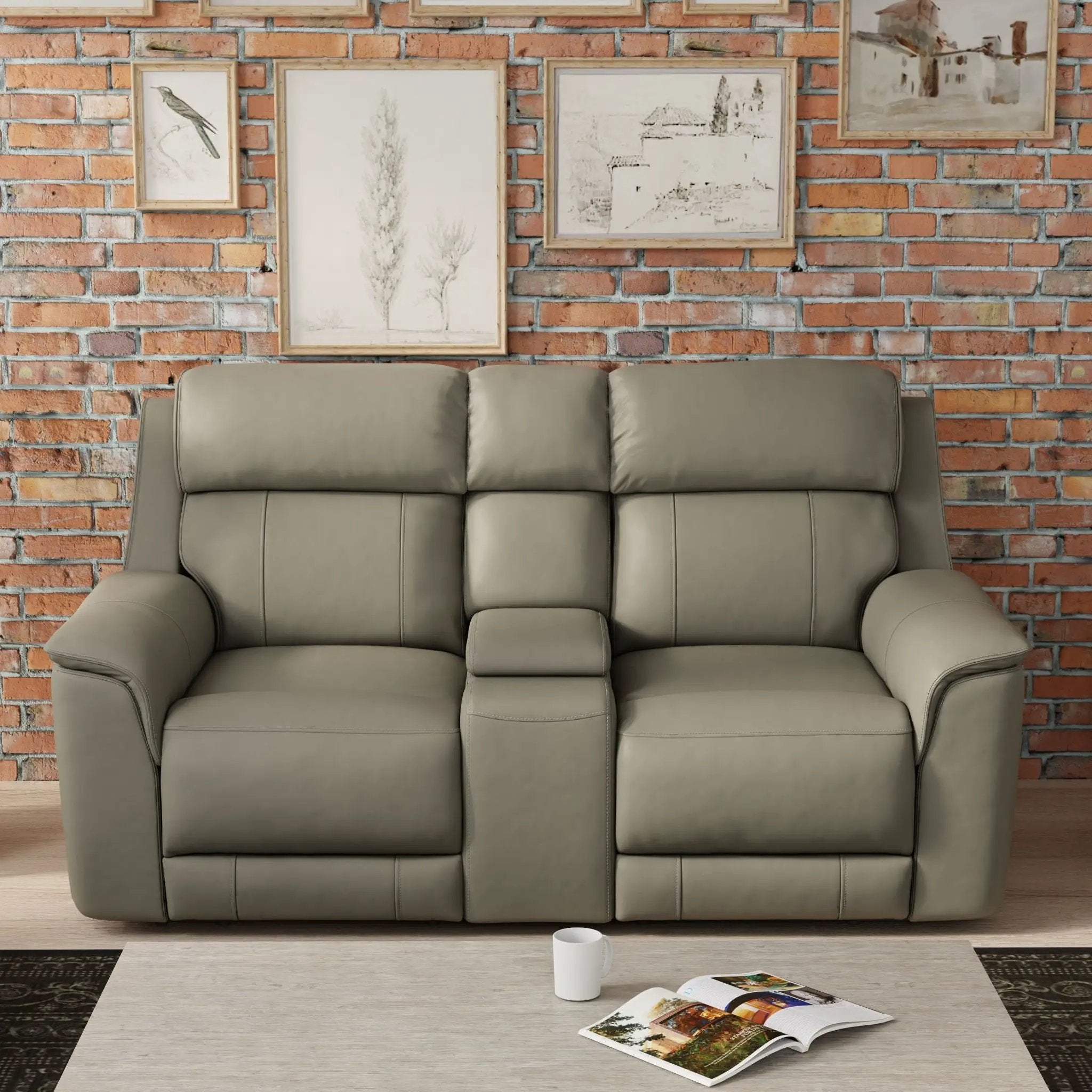 Oslo - Dual Power Reclining Loveseat With Console by Unique Piece Furniture