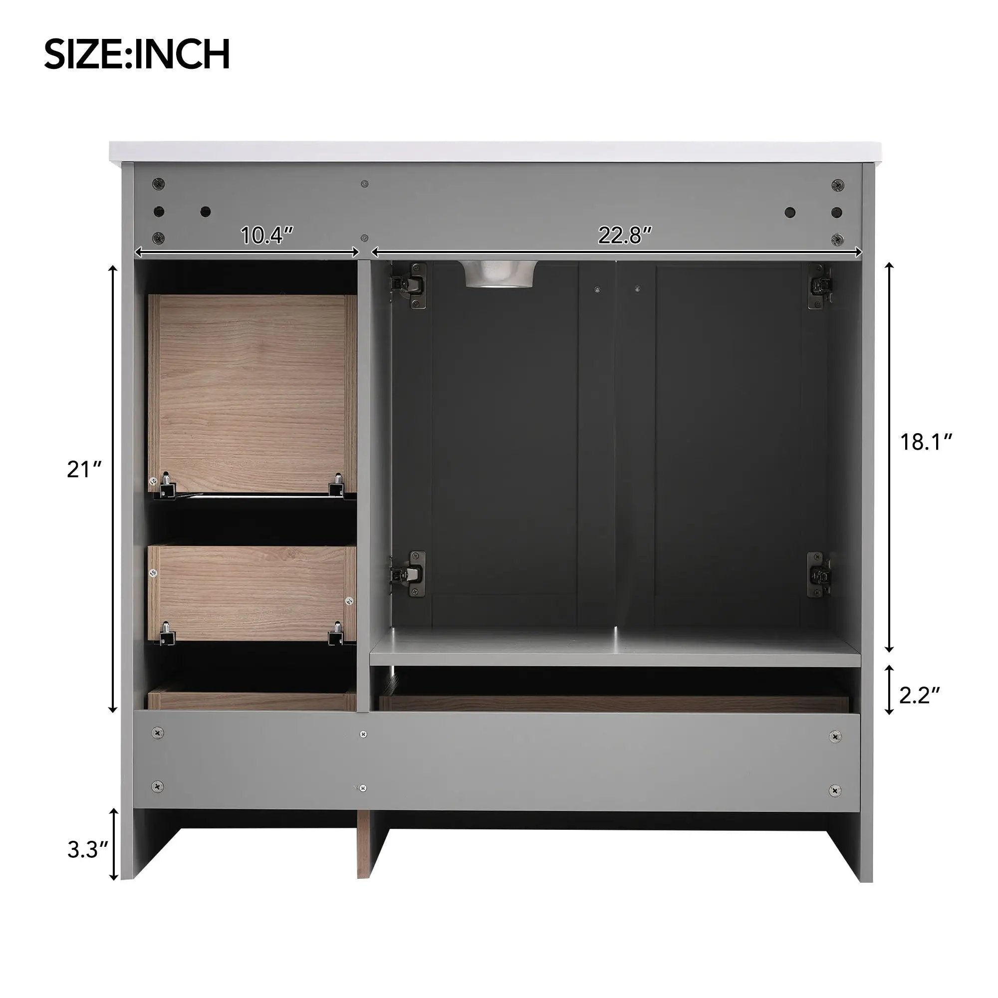 Shaker Free Standing Bathroom Vanity Cabinet With Sink, Soft Close Drawers, Soft Close Doors by HouseOfZazla