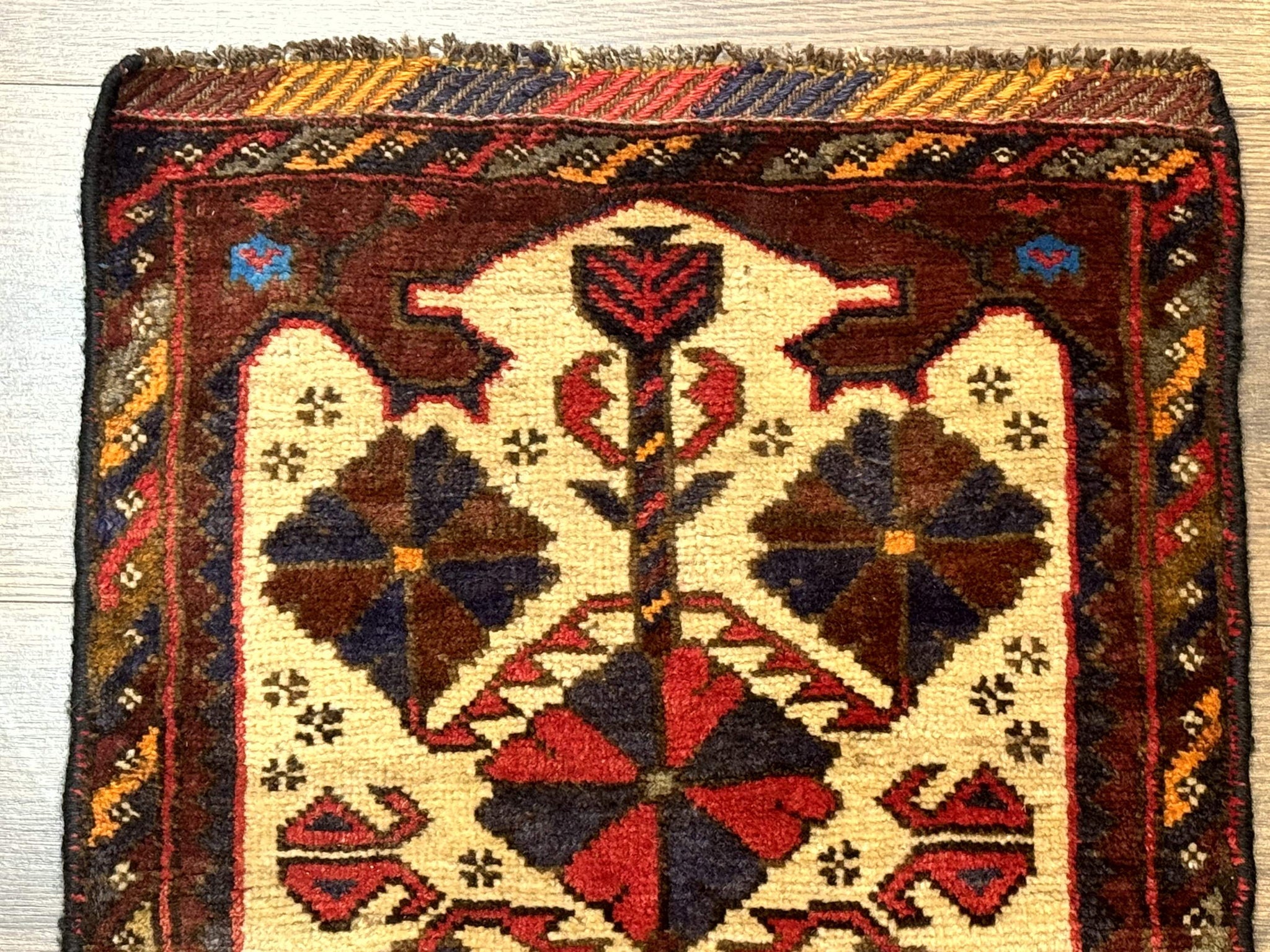 Small Persian Baluchi Tribal Rug, Tan, Handmade by Jewel Rugs