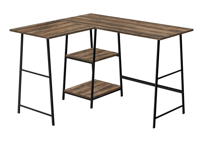 Computer Desk, Home Office, Corner, Storage Shelves, L-Shape, Work, Laptop, Contemporary, Modern - Brown by Unique Piece Furniture
