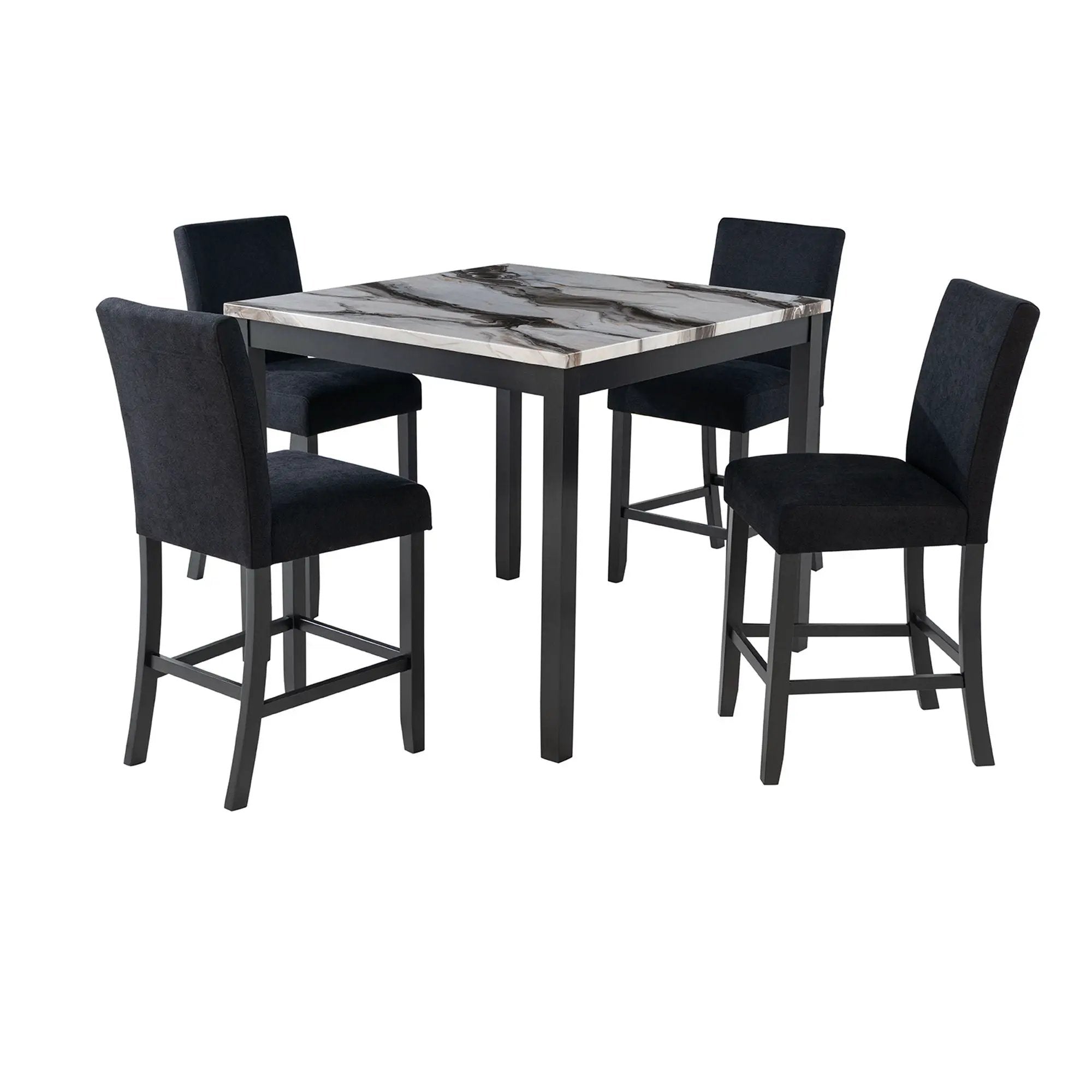 Leoncia - Bar Table And 4 Bar Stools - Espresso / White by HouseOfZazla