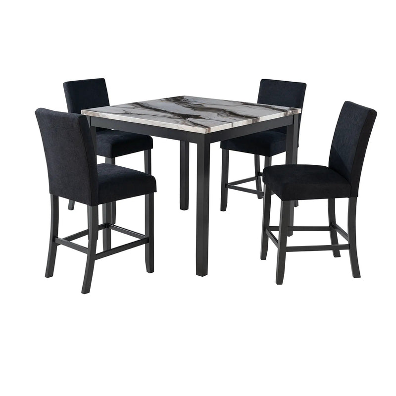 Leoncia - Bar Table And 4 Bar Stools - Espresso / White by HouseOfZazla