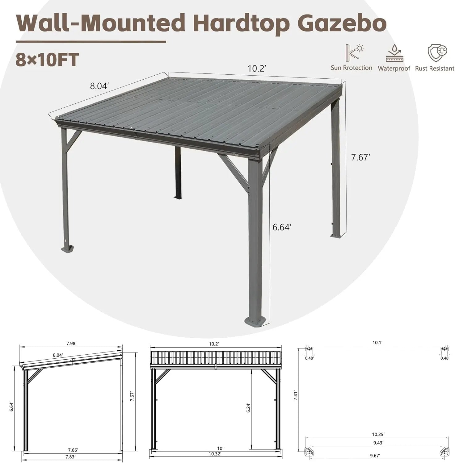 8' x 10' Lean To Gazebo with Upgraded Drainage System by HouseOfZazla