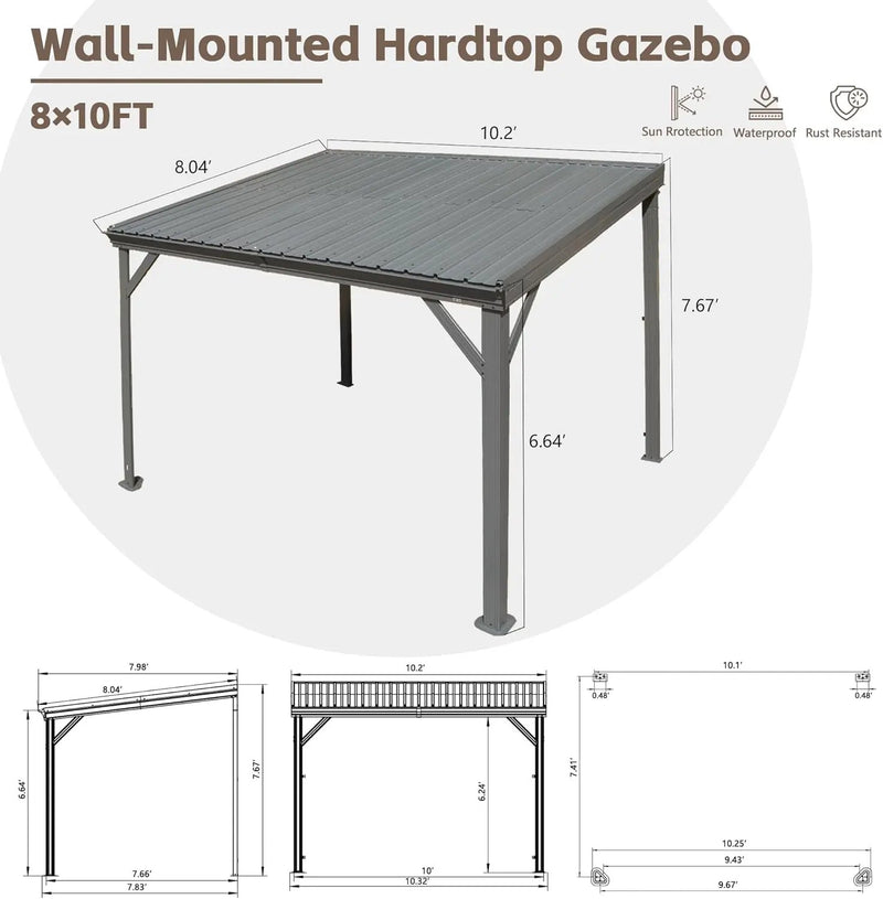 8' x 10' Lean To Gazebo with Upgraded Drainage System by HouseOfZazla