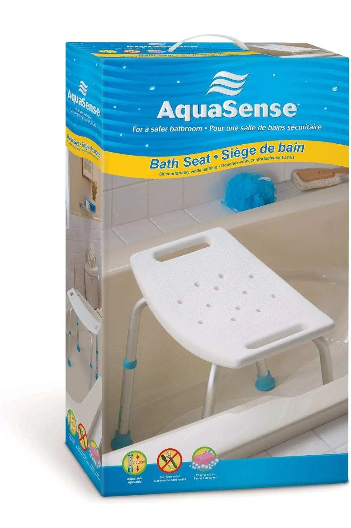 AquaSense Adjustable Non-Slip Bath & Shower Stool for Inside Shower, 20.08 x 12. by Selzalot