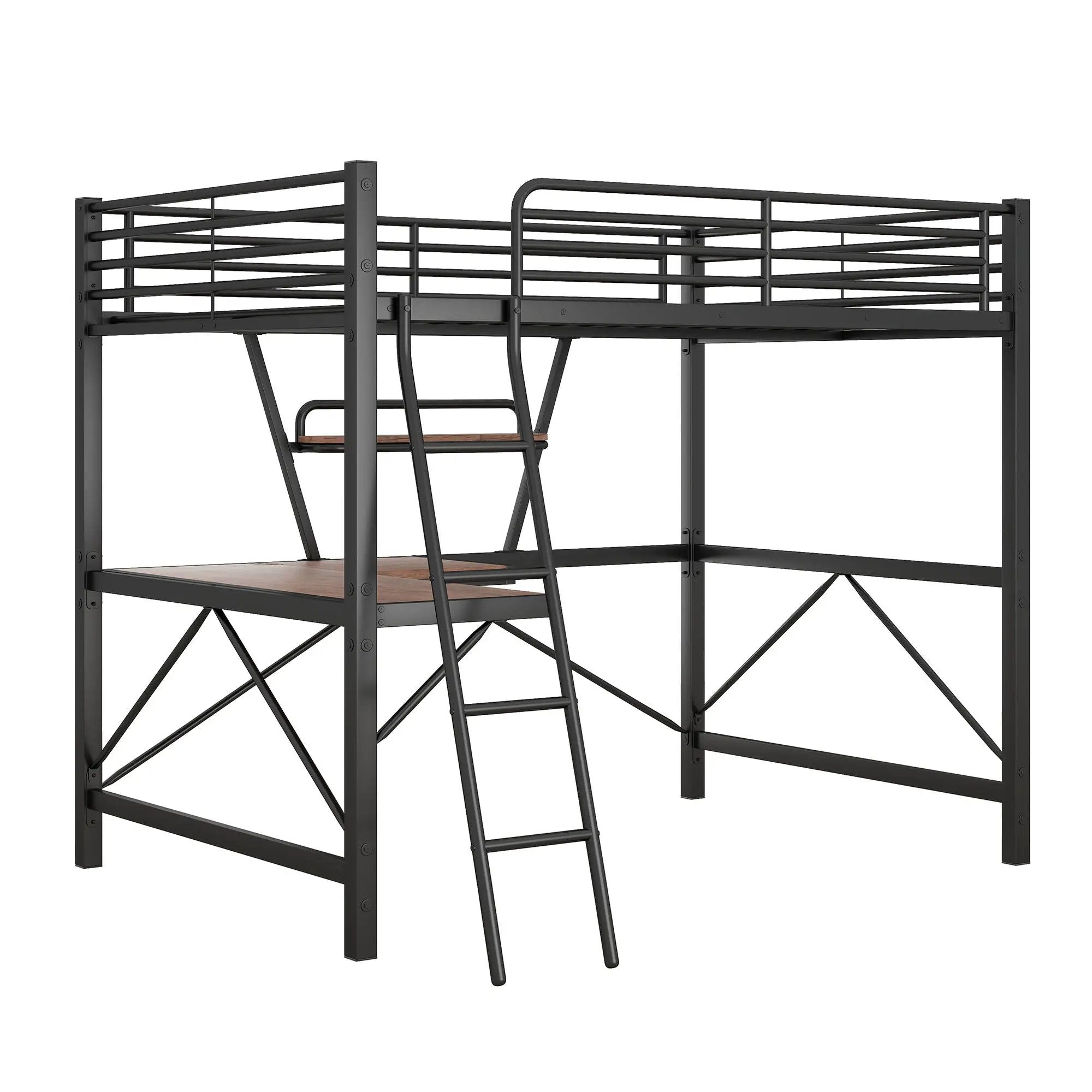 Loft Bed With Desk And Shelf, Modern Design