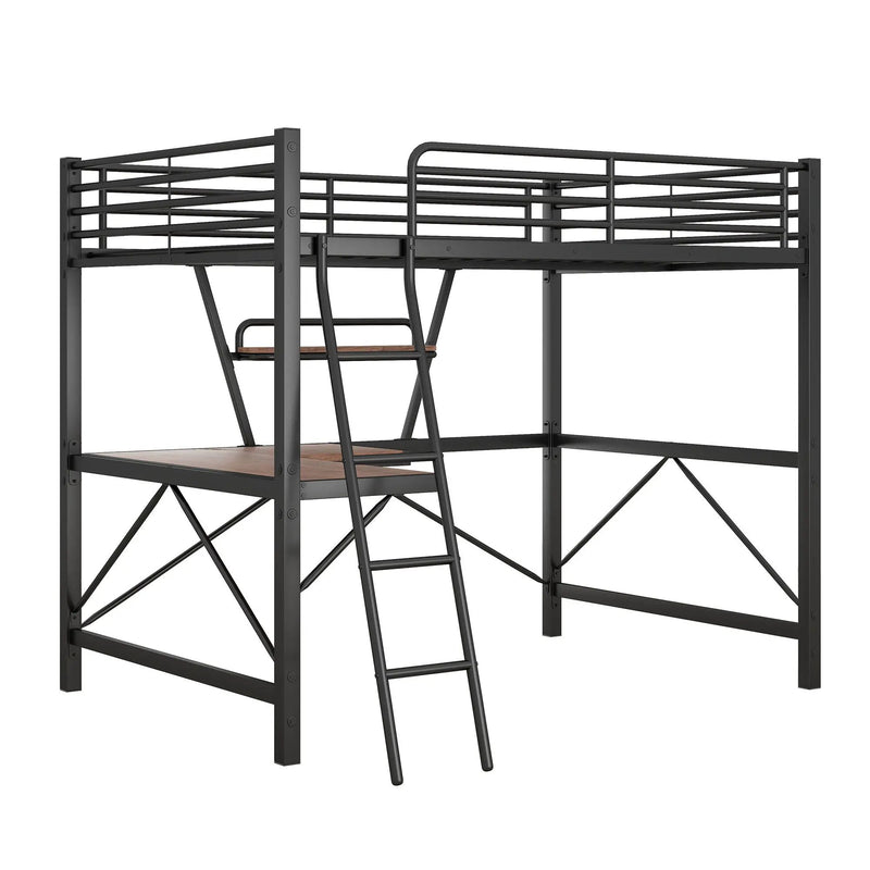 Loft Bed With Desk And Shelf, Modern Design