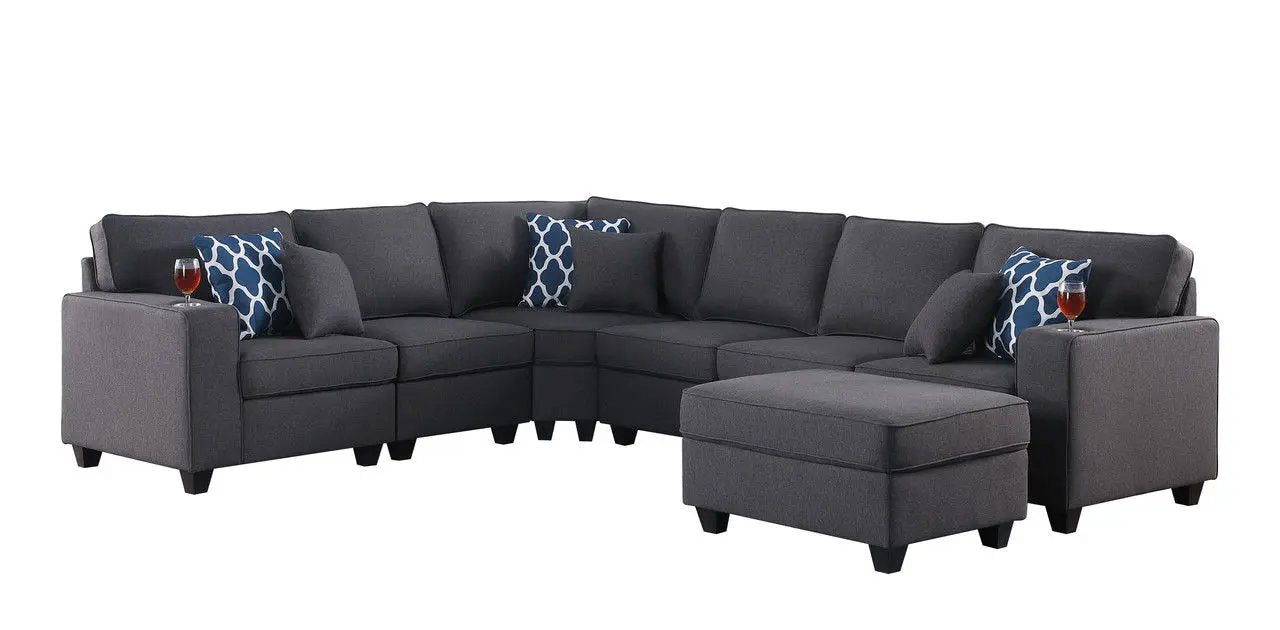 Cooper - Comfort Sectional Sofa With Ottomans And Cupholder by HouseOfZazla