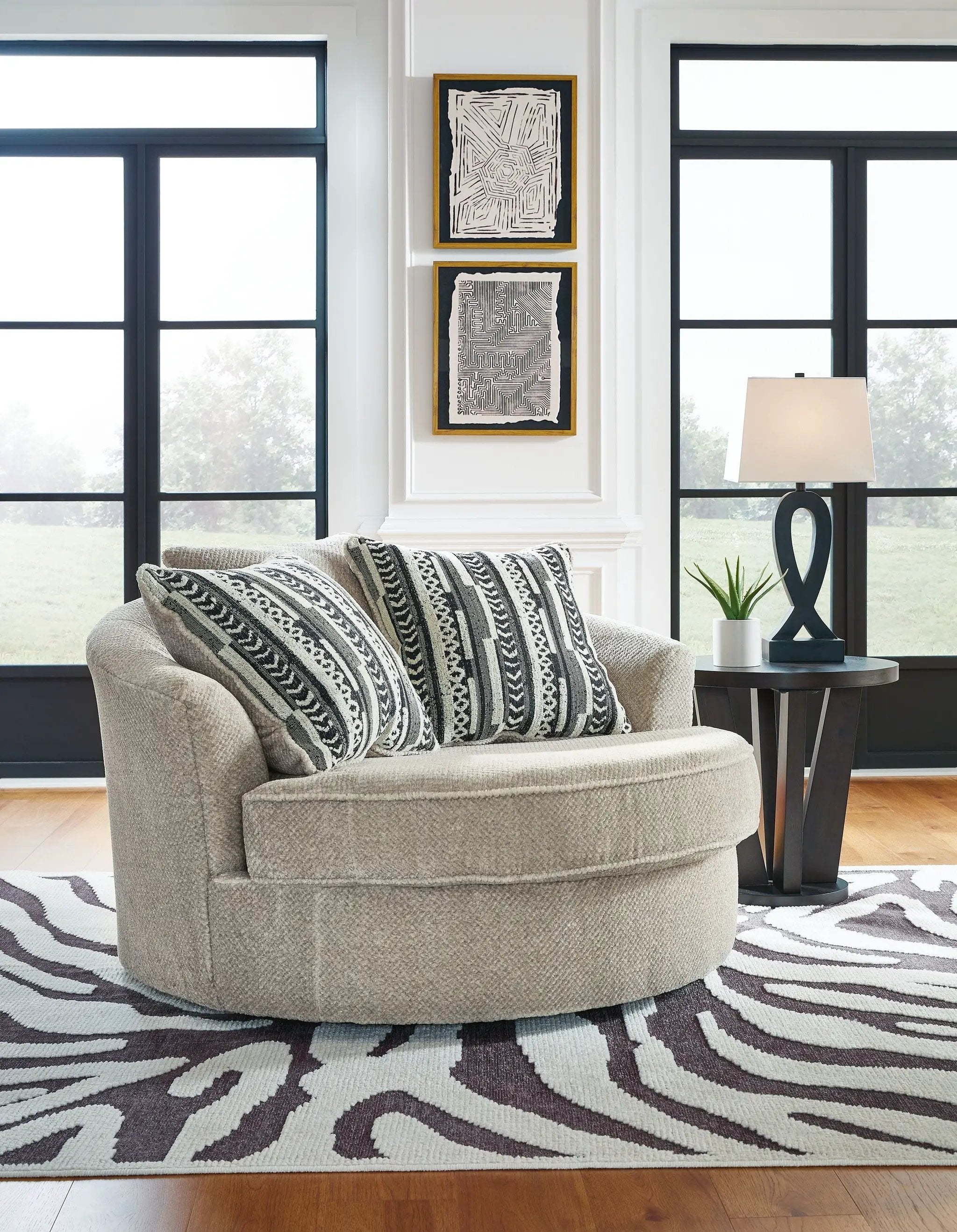Calnita - Oversized Swivel Accent Chair - Sisal by Unique Piece Furniture