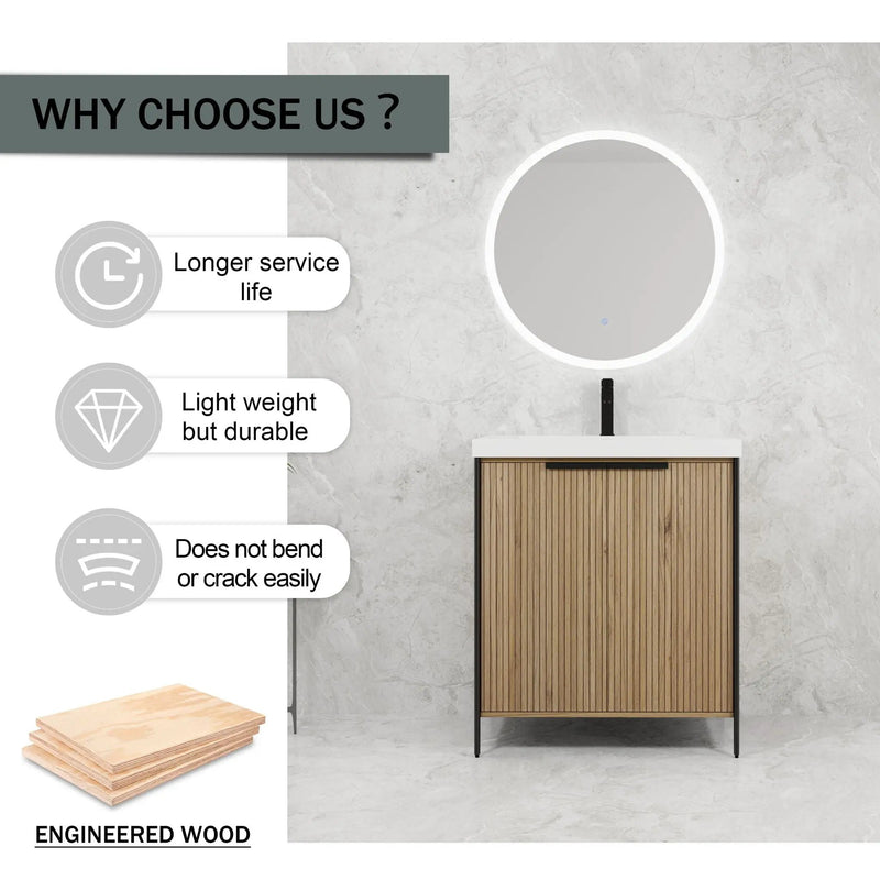 Modern Freestanding Bathroom Vanity With Resin Sink & Soft Close Cabinet Doors by HouseOfZazla