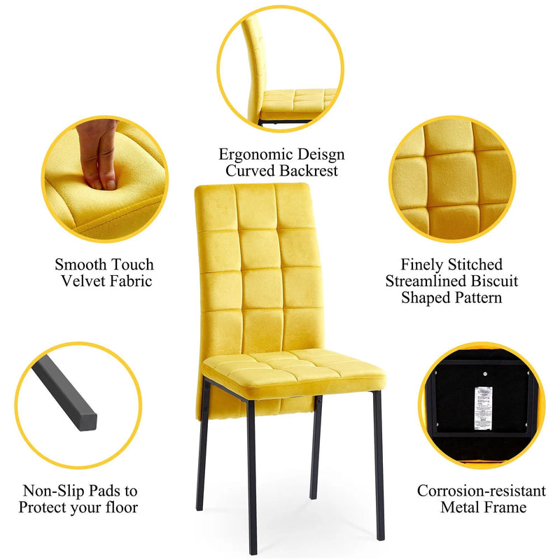 High Back Nordic Dining Chair Modern Fabric Chair With Legs (Set of 2) by HouseOfZazla